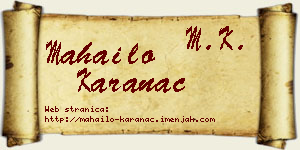 Mahailo Karanac vizit kartica